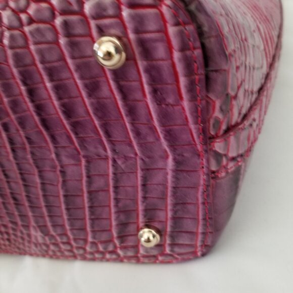 Brahmin Pink Purple Green Hombre Croc Embossed Purse Shoulder Handbag - Picture 9 of 11